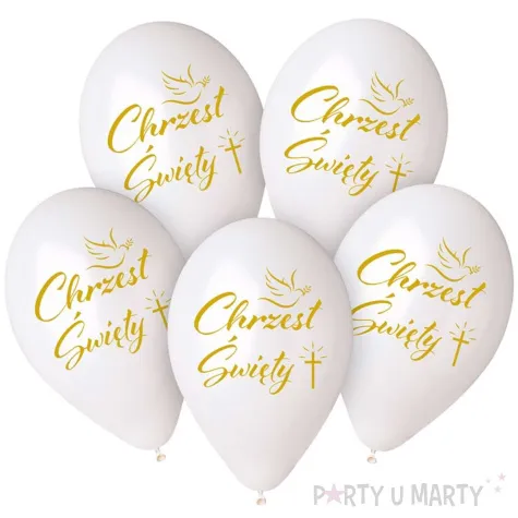 balony chrzest swiety krzyz i golab bialy gemar 13 5 szt