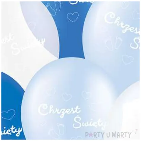 balony chrzest swiety niebieski mix partypal 12 6 szt