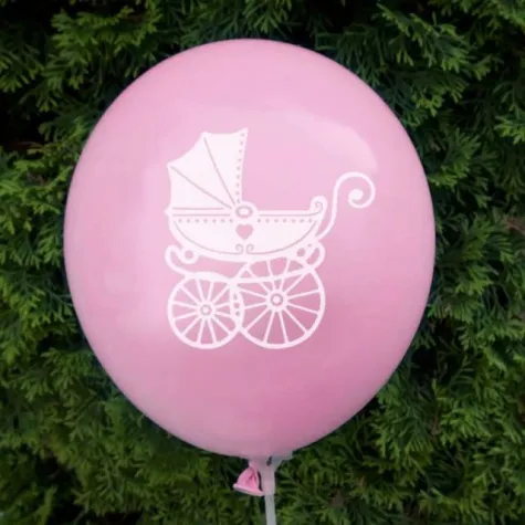 balony chrzest swiety wozek rozowe dekoracjepolska 12 5 szt