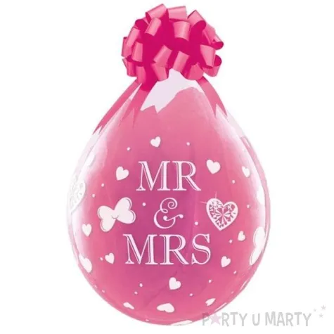balony crystal mr mrs rozowe qualatex 18 25 szt