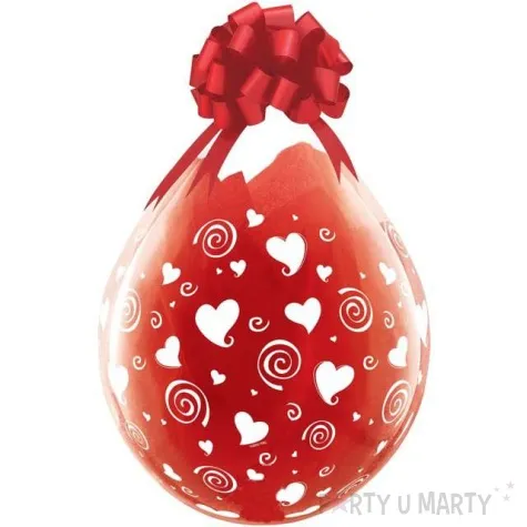 balony crystal serduszka i spirale czerwone qualatex 18 25 szt