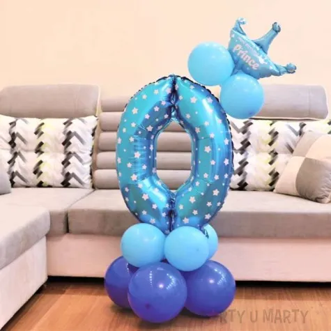 balony cyfra 0 niebieski partypal zestaw