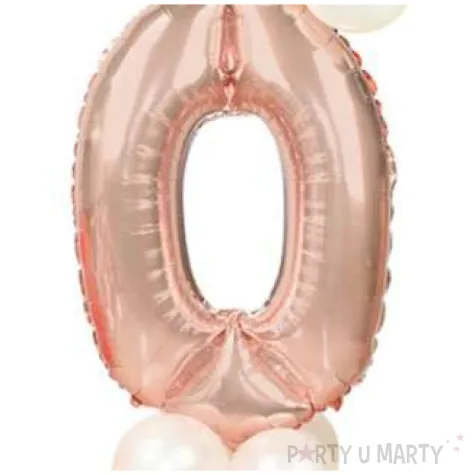 balony cyfra 0 rozowe zloto partypal zestaw
