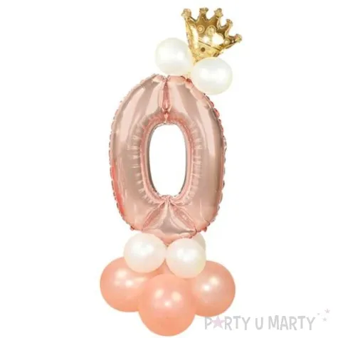 balony cyfra 0 rozowe zloto partypal zestaw