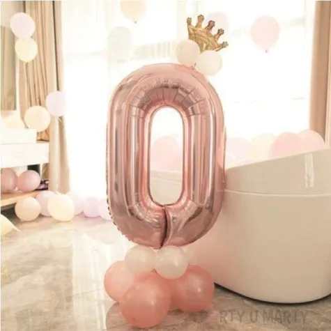 balony cyfra 0 rozowe zloto partypal zestaw