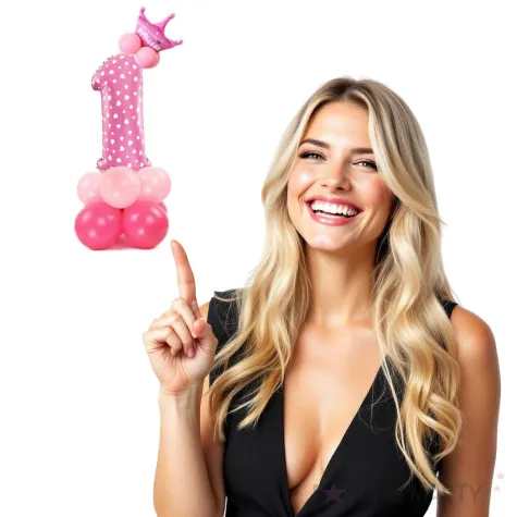 balony cyfra 1 rozowy partypal zestaw