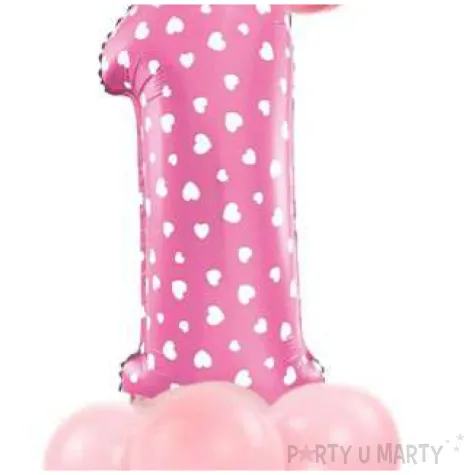 balony cyfra 1 rozowy partypal zestaw