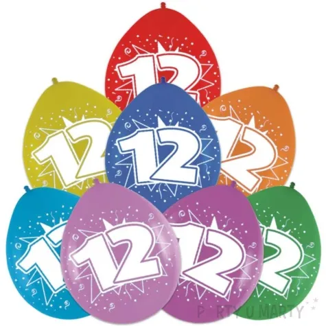 balony cyfra 12 impreza mix folat 12 8 szt