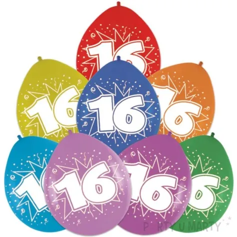 balony cyfra 16 impreza mix folat 12 8 szt