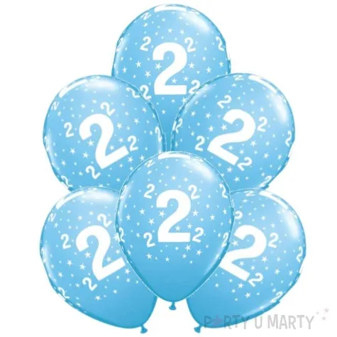 balony cyfra 2 blekitne qualatex 12 6 szt