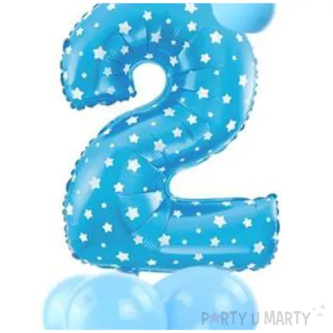 balony cyfra 2 niebieski partypal zestaw