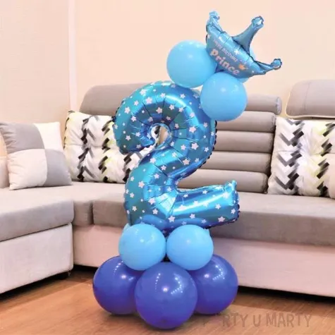 balony cyfra 2 niebieski partypal zestaw