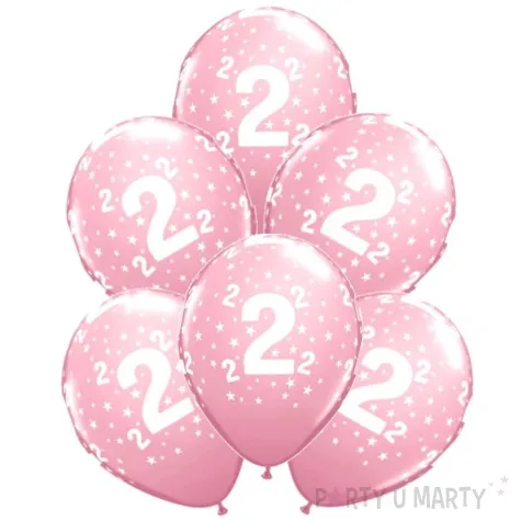 balony cyfra 2 rozowe qualatex 12 6 szt
