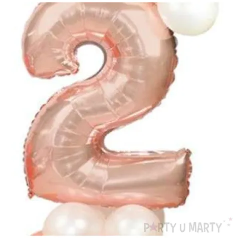 balony cyfra 2 rozowe zloto partypal zestaw