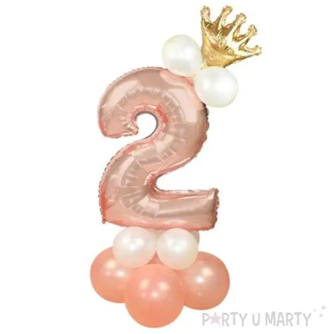 balony cyfra 2 rozowe zloto partypal zestaw