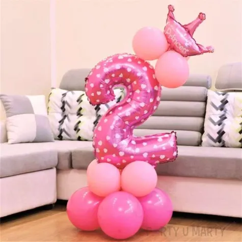 balony cyfra 2 rozowy partypal zestaw