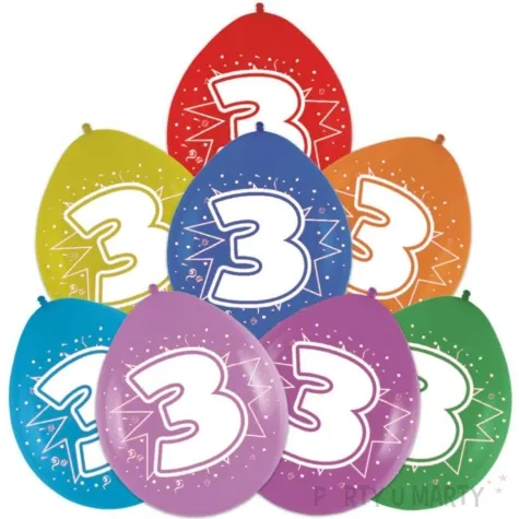 balony cyfra 3 impreza mix folat 12 8 szt