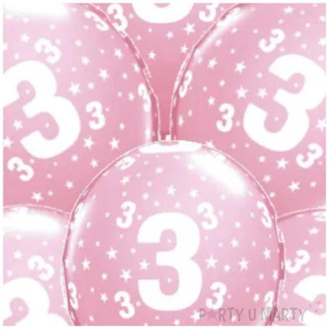 balony cyfra 3 rozowe qualatex 12 6 szt