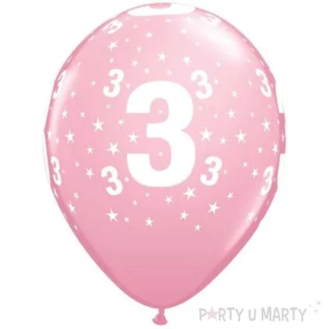balony cyfra 3 rozowe qualatex 12 6 szt