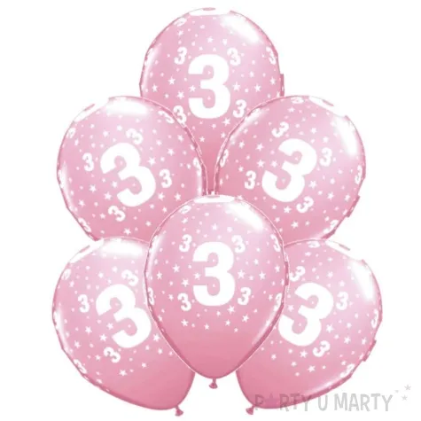 balony cyfra 3 rozowe qualatex 12 6 szt