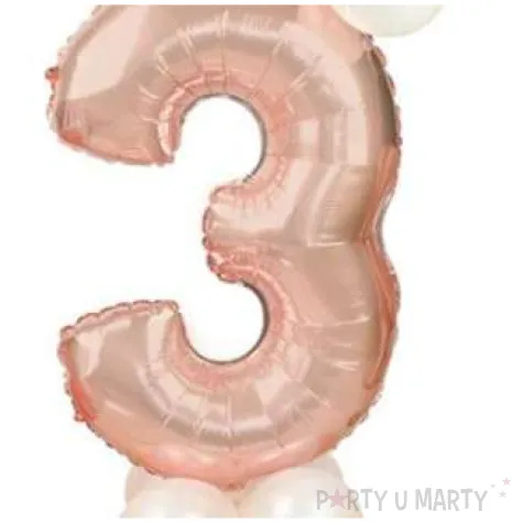 balony cyfra 3 rozowe zloto partypal zestaw