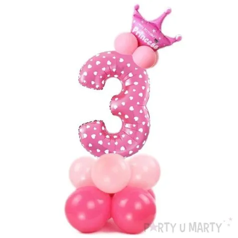 balony cyfra 3 rozowy partypal zestaw