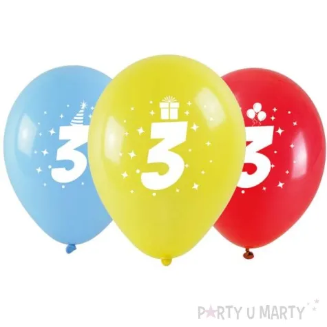balony cyfra 3 w koronie mix arpex 14 3 szt