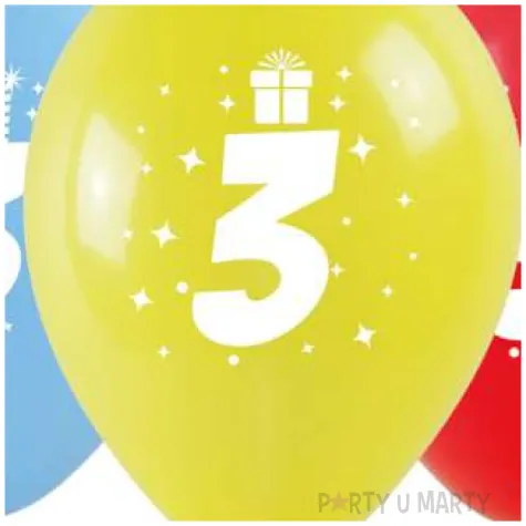 balony cyfra 3 w koronie mix arpex 14 3 szt