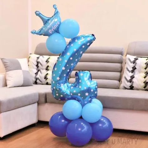 balony cyfra 4 niebieski partypal zestaw