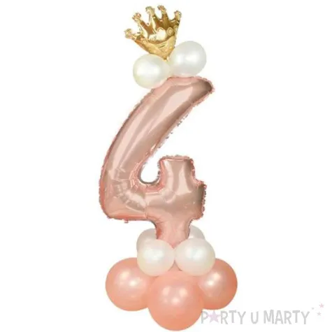 balony cyfra 4 rozowe zloto partypal zestaw