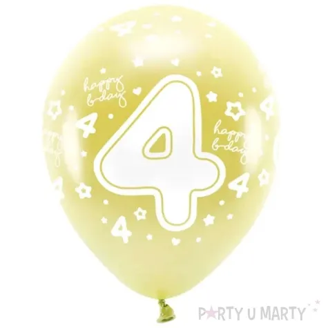 balony cyfra 4 zolty jasny partydeco 13 6 szt