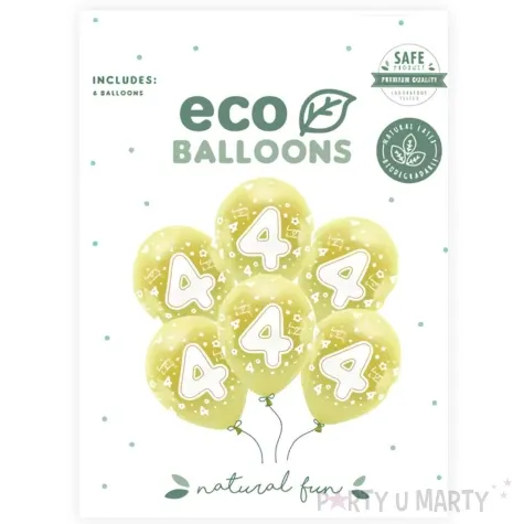 balony cyfra 4 zolty jasny partydeco 13 6 szt