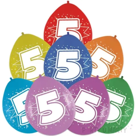 balony cyfra 5 impreza mix folat 12 8 szt