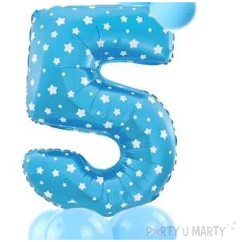 balony cyfra 5 niebieski partypal zestaw