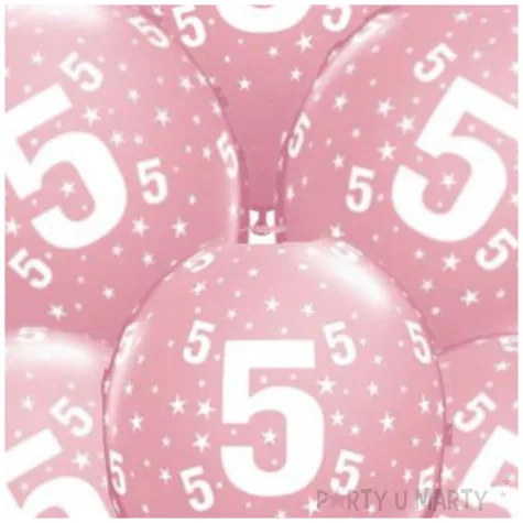balony cyfra 5 rozowe qualatex 12 6 szt