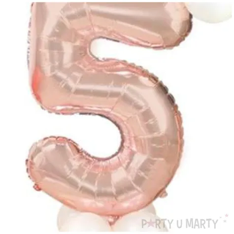 balony cyfra 5 rozowe zloto partypal zestaw