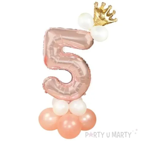 balony cyfra 5 rozowe zloto partypal zestaw