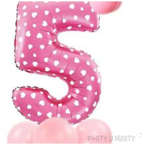 balony cyfra 5 rozowy partypal zestaw