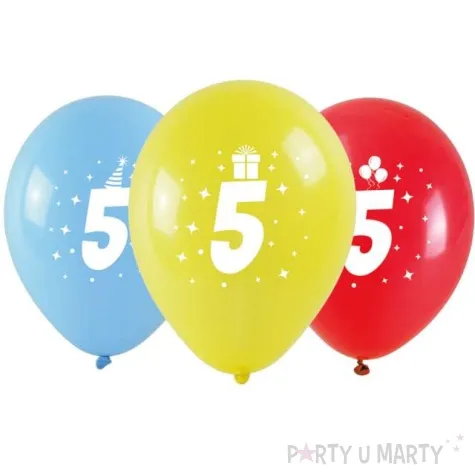 balony cyfra 5 w koronie mix arpex 14 3 szt