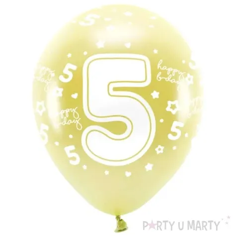 balony cyfra 5 zolty jasny partydeco 13 6 szt