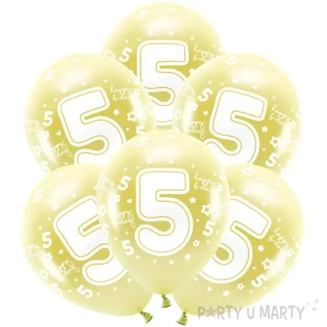 balony cyfra 5 zolty jasny partydeco 13 6 szt