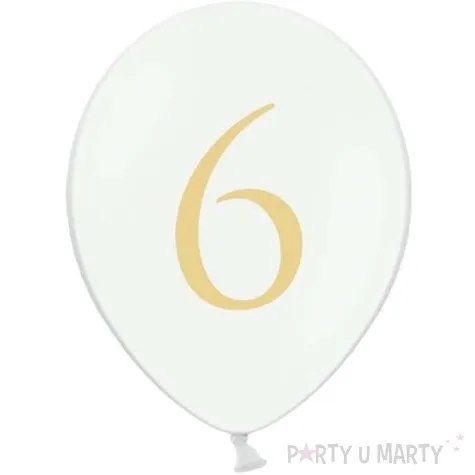 balony cyfra 6 biale 12 strong 50 szt