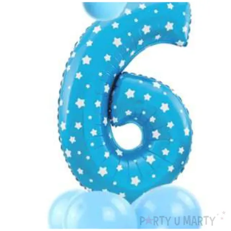 balony cyfra 6 niebieski partypal zestaw