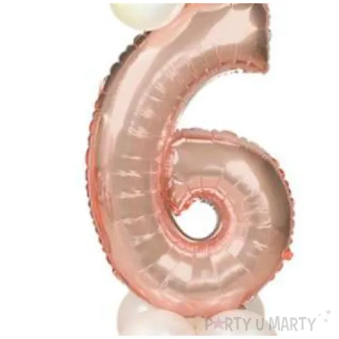 balony cyfra 6 rozowe zloto partypal zestaw