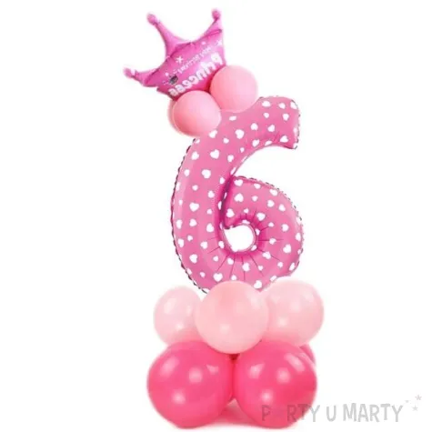 balony cyfra 6 rozowy partypal zestaw