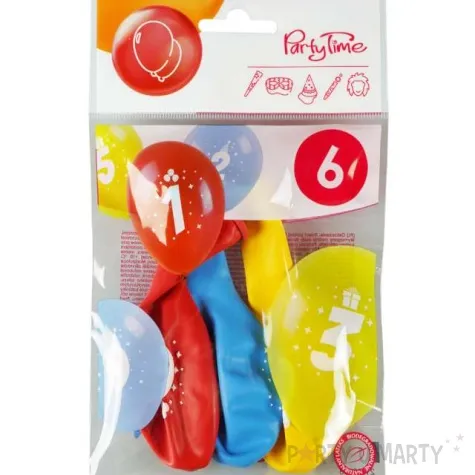 balony cyfra 6 w koronie mix arpex 14 3 szt