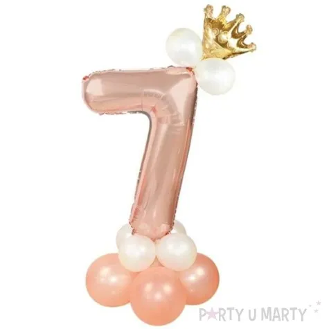 balony cyfra 7 rozowe zloto partypal zestaw