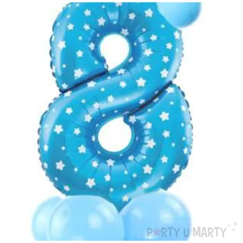 balony cyfra 8 niebieski partypal zestaw