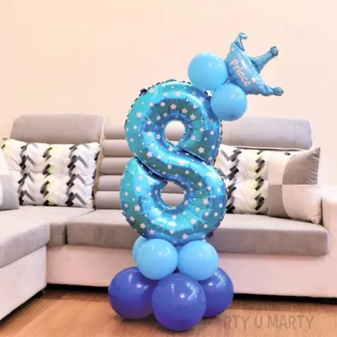 balony cyfra 8 niebieski partypal zestaw