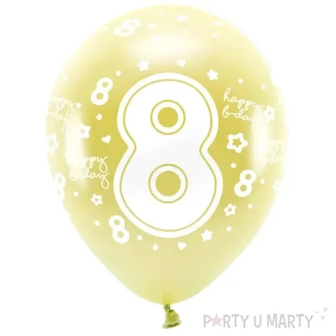 balony cyfra 8 zolty jasny partydeco 13 6 szt